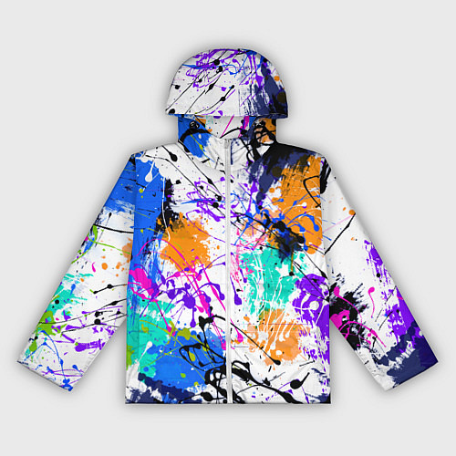 Женская ветровка Брызги и мазки разноцветных красок на белом фоне / 3D-Белый – фото 1
