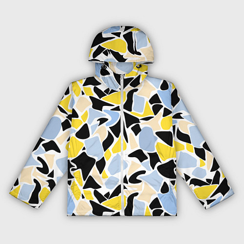 Женская ветровка Абстрактный узор в желто-голубых тонах на черном ф / 3D-Белый – фото 1