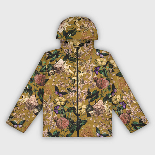 Женская ветровка Цветы Астры и Гибискусы / 3D-Черный – фото 1