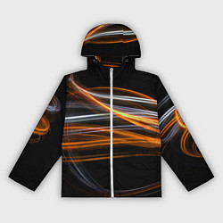 Ветровка с капюшоном женская Волнообразные линии неона - Оранжевый, цвет: 3D-белый