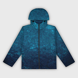 Ветровка с капюшоном женская Синий абстрактный мраморный узор, цвет: 3D-черный