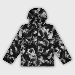 Ветровка с капюшоном женская Черно-белый абстрактный камуфляж, цвет: 3D-черный