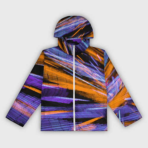Женская ветровка Неоновые прерывающиеся линии - Оранжевый и фиолето / 3D-Белый – фото 1