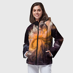 Ветровка с капюшоном женская Неоновые краски - Оранжевый, цвет: 3D-черный — фото 2