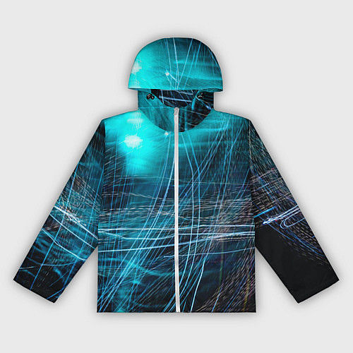 Женская ветровка Неоновые волны и линии - Голубой / 3D-Белый – фото 1