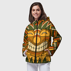 Ветровка с капюшоном женская Polynesian tiki LUCKY, цвет: 3D-черный — фото 2
