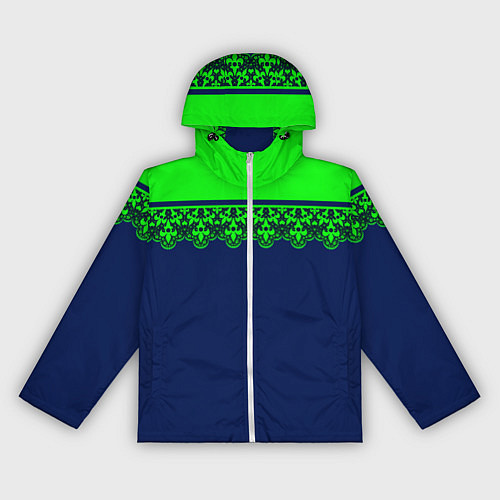 Женская ветровка Green Lace Зеленое кружево на темном синем фоне / 3D-Белый – фото 1