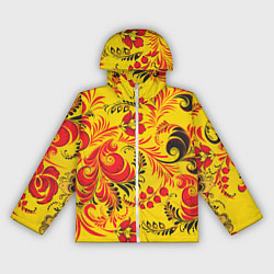 Ветровка с капюшоном женская Хохломская Роспись Цветы, цвет: 3D-белый