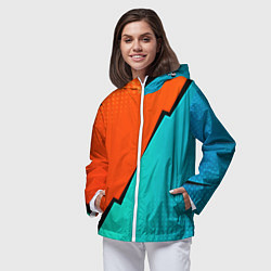 Ветровка с капюшоном женская Геометрическая композиция Fashion trend, цвет: 3D-белый — фото 2