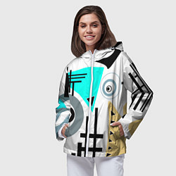 Ветровка с капюшоном женская Абстрактный современный дизайн, цвет: 3D-белый — фото 2