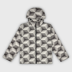 Ветровка с капюшоном женская 3D Куб Оптическая иллюзия 3D Cube, цвет: 3D-черный