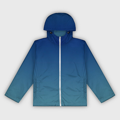 Женская ветровка Текстурированный сине-бирюзовый градиент / 3D-Белый – фото 1