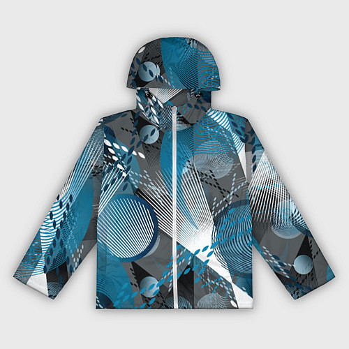 Женская ветровка Абстрактный серо-синий принт / 3D-Белый – фото 1