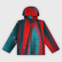 Ветровка с капюшоном женская Абстрактная неоновая наноброня - Красный, цвет: 3D-черный