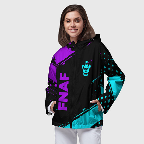 Женская ветровка Фредди - neon / 3D-Черный – фото 3