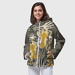 Ветровка с капюшоном женская Жирафы в тропиках, цвет: 3D-белый — фото 2