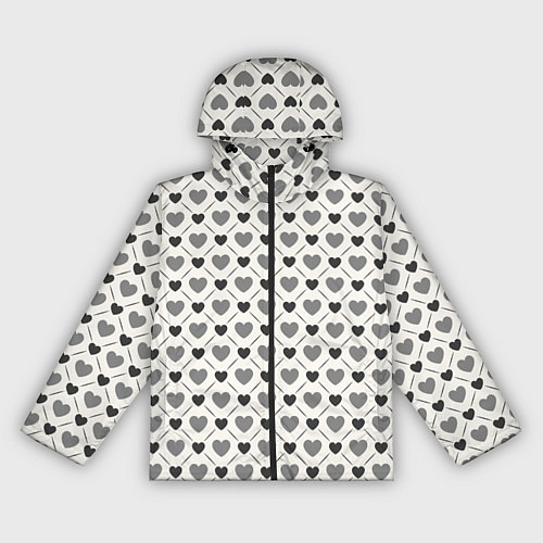 Женская ветровка Сердечки черно-белые паттерн / 3D-Черный – фото 1