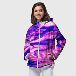 Ветровка с капюшоном женская Розово-фиолетовый мраморный узор, цвет: 3D-белый — фото 2