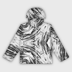 Ветровка с капюшоном женская Черно-белый абстрактный узор Трио, цвет: 3D-белый