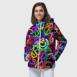 Ветровка с капюшоном женская Неоновый беспорядок, цвет: 3D-белый — фото 2