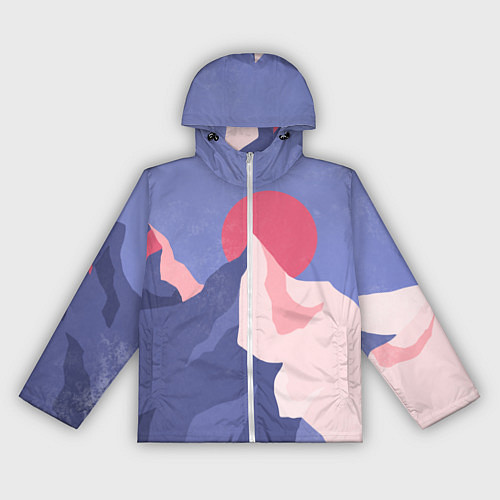 Женская ветровка Пейзаж гор и леса в стиле ретро / 3D-Белый – фото 1