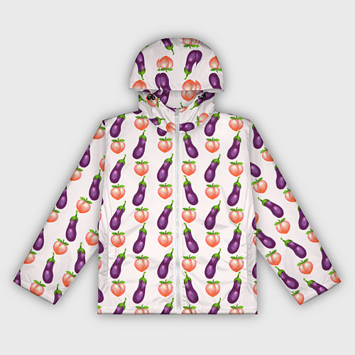 Женская ветровка Баклажаны и персики паттерн / 3D-Белый – фото 1