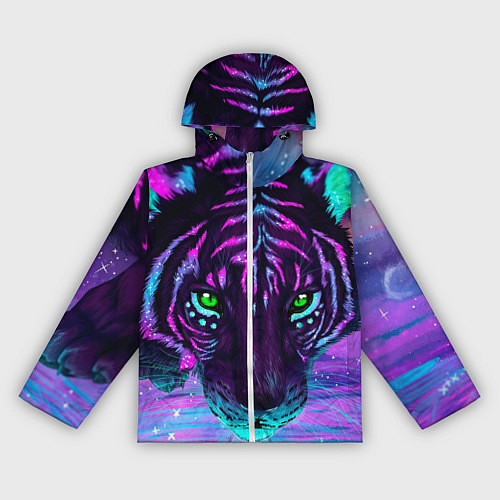 Женская ветровка Светящийся неоновый тигр / 3D-Белый – фото 1