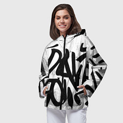 Ветровка с капюшоном женская Крупные граффити надписи, цвет: 3D-черный — фото 2