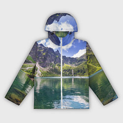Ветровка с капюшоном женская Прозрачное горное озеро, цвет: 3D-белый