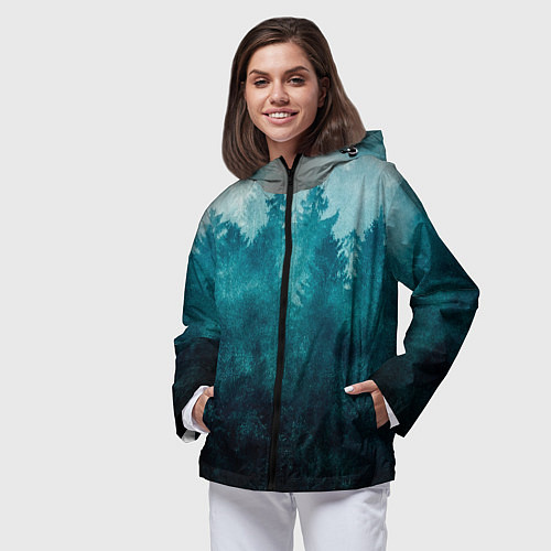 Женская ветровка Темный хвойный лес / 3D-Черный – фото 3