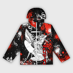 Ветровка с капюшоном женская Человек-безопила верхом на акуле-демоне, цвет: 3D-белый