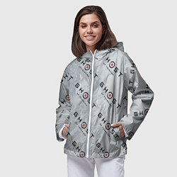 Ветровка с капюшоном женская Призрак Цусимы узор, цвет: 3D-белый — фото 2
