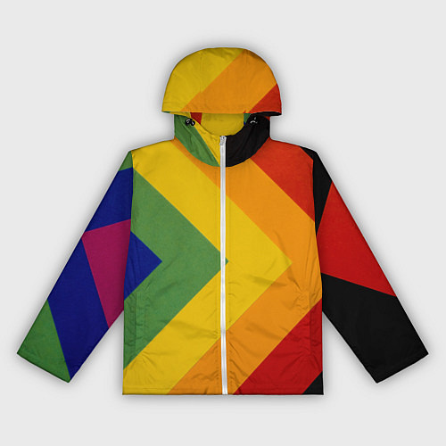 Женская ветровка Абстрактные геометрические разноцветные треугольны / 3D-Белый – фото 1