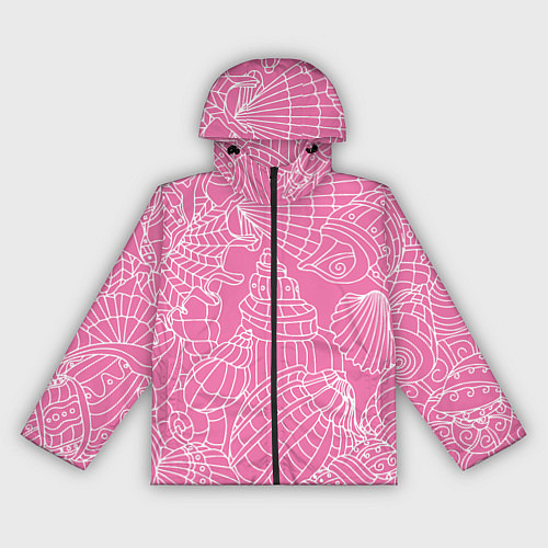 Женская ветровка Океанские ракушки - паттерн / 3D-Черный – фото 1