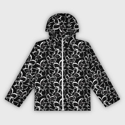 Женская ветровка Черно-белый цветочный узор / 3D-Белый – фото 1