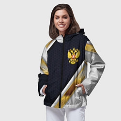 Ветровка с капюшоном женская Gold and white Russia, цвет: 3D-черный — фото 2