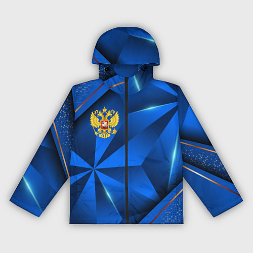 Женская ветровка Герб РФ на синем объемном фоне / 3D-Черный – фото 1