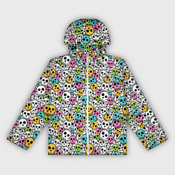 Ветровка с капюшоном женская Череп разноцветный, цвет: 3D-белый