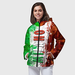 Ветровка с капюшоном женская Флаг Италии - кляксы, цвет: 3D-черный — фото 2