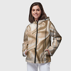 Ветровка с капюшоном женская Струящаяся золотистая ткань, цвет: 3D-черный — фото 2