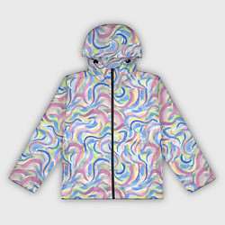 Ветровка с капюшоном женская Акварельные завитки, цвет: 3D-черный