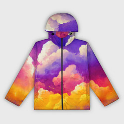 Ветровка с капюшоном женская Акварельный закат в облаках, цвет: 3D-черный