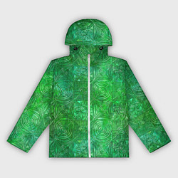 Ветровка с капюшоном женская Узорчатый зеленый стеклоблок имитация, цвет: 3D-белый