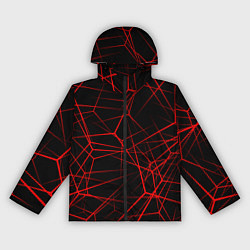 Ветровка с капюшоном женская Красные линии на черном фоне, цвет: 3D-черный