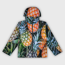Ветровка с капюшоном женская Фон из ананасов, цвет: 3D-черный