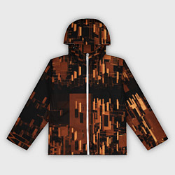 Ветровка с капюшоном женская Абстрактное множество оранжевых фигур во тьме, цвет: 3D-белый