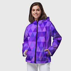 Ветровка с капюшоном женская Фиолетовые фигуры, цвет: 3D-черный — фото 2