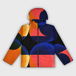 Ветровка с капюшоном женская Абстрактные круги и полупрозрачные фигуры, цвет: 3D-черный