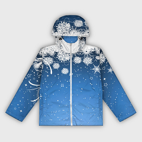 Женская ветровка Снежный узор на синем фоне / 3D-Белый – фото 1
