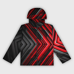Ветровка с капюшоном женская Чёрно-красный паркет графика, цвет: 3D-черный